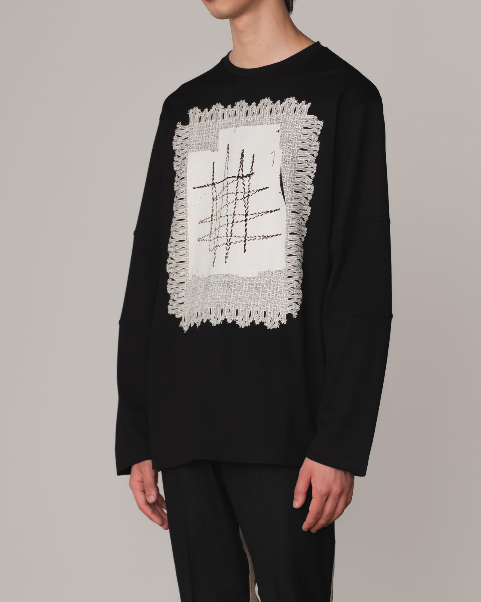 Tshirt 108- Cotton100%- Lace Rope Print- Black