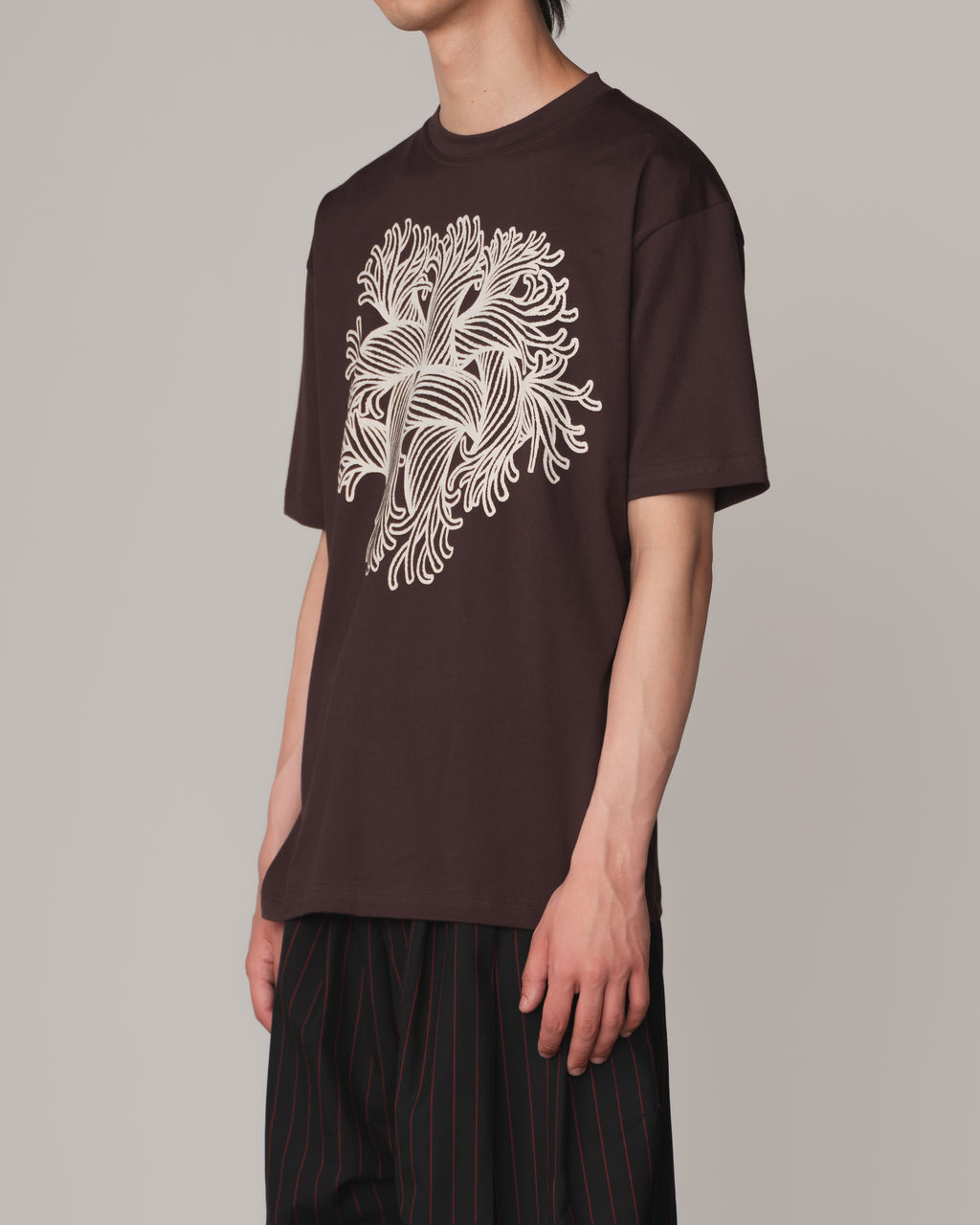 Tshirt Printed- Cotton100% Jersey- Embroidery Rope- Brown