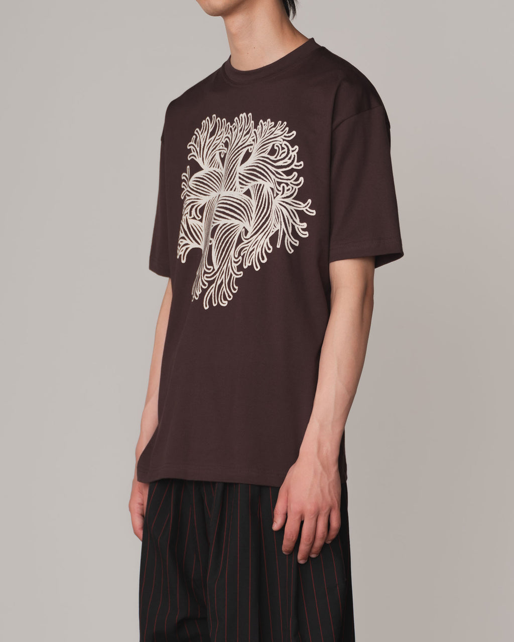Tshirt Printed- Cotton100% Jersey- Embroidery Rope- Brown
