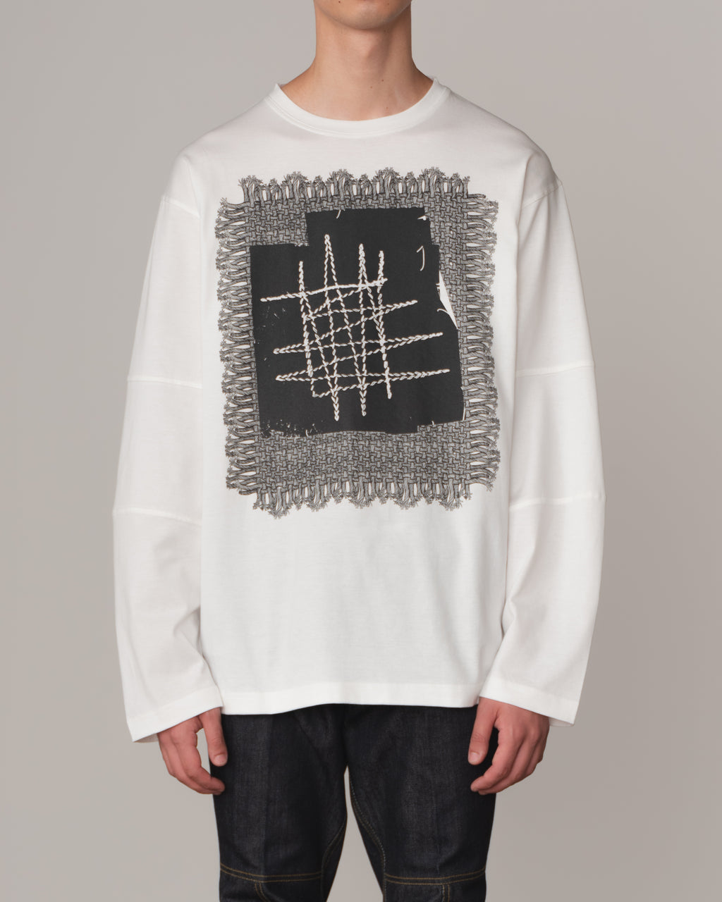 Tshirt 108- Cotton100% Jersey- Lace Rope Print- White