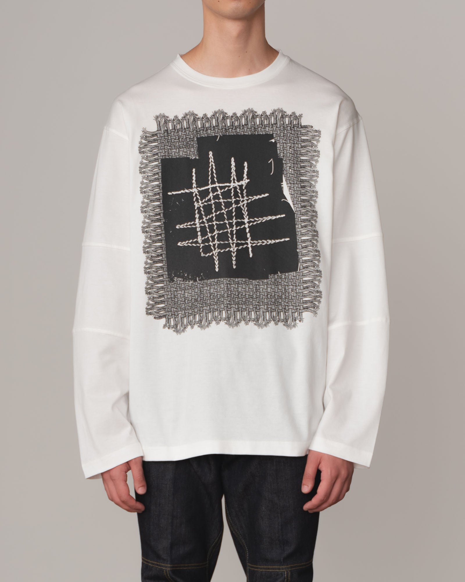 Tshirt 108- Cotton100% Jersey- Lace Rope Print- White