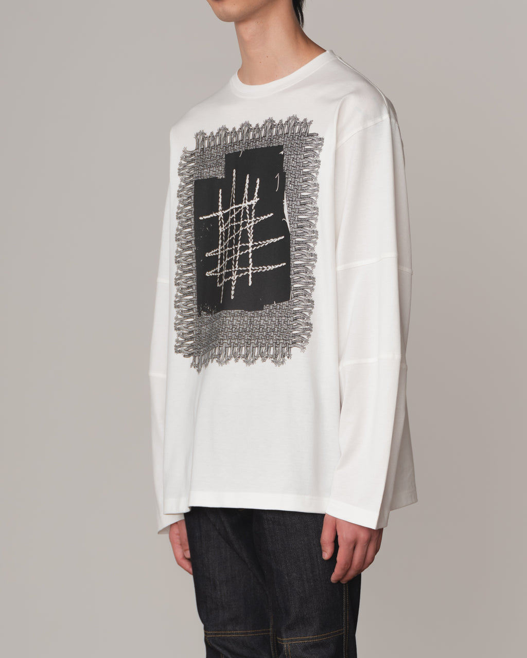 Tshirt 108- Cotton100% Jersey- Lace Rope Print- White