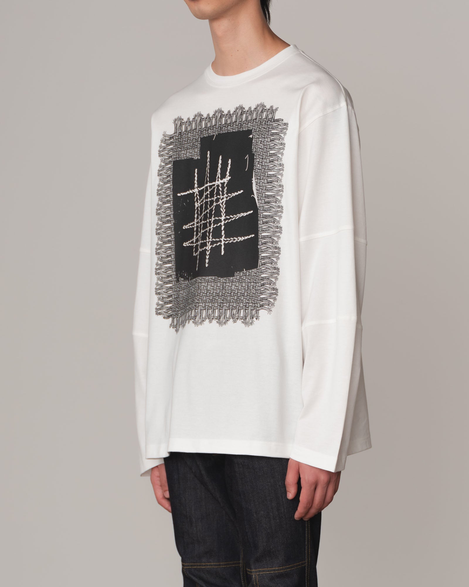 Tshirt 108- Cotton100% Jersey- Lace Rope Print- White
