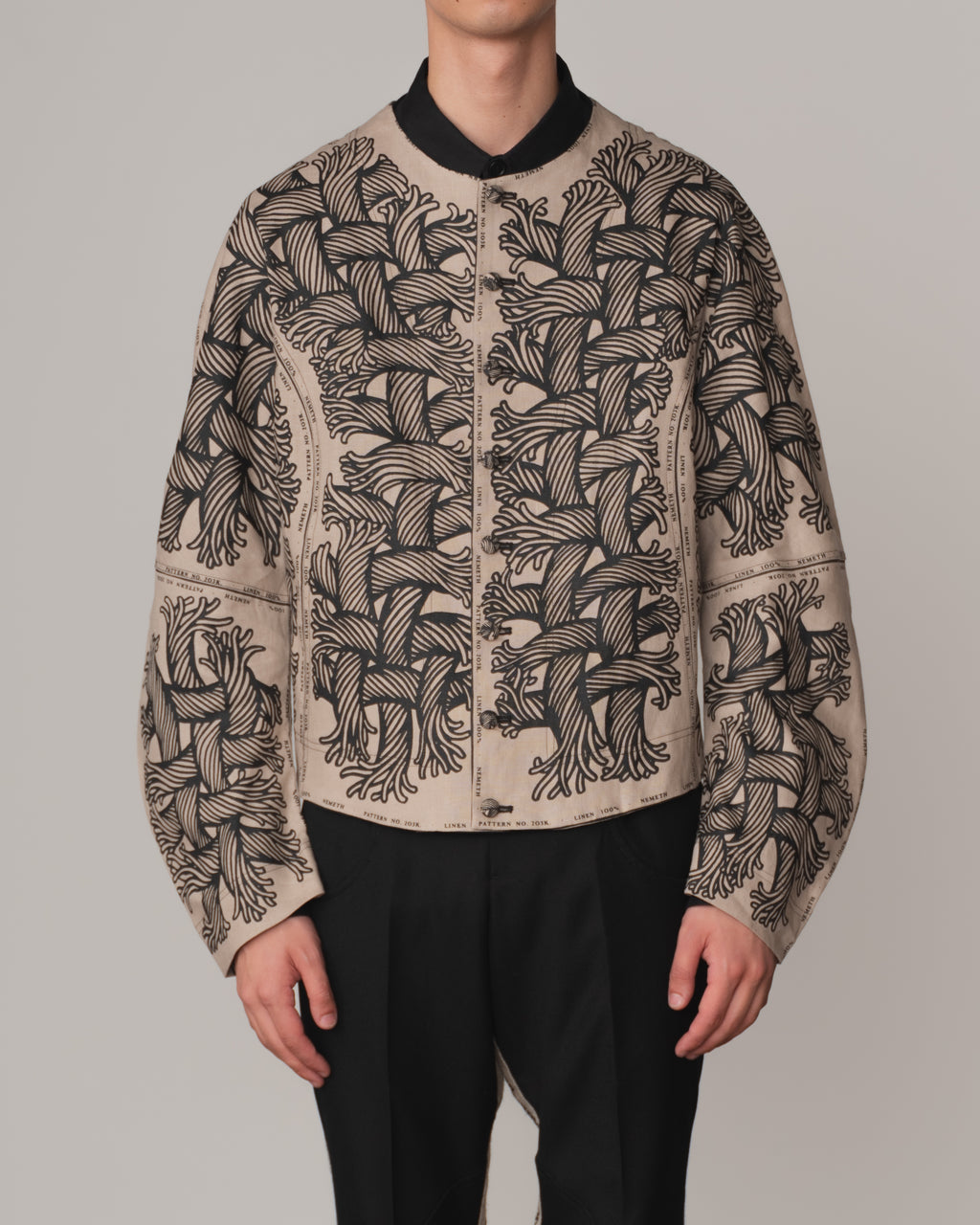 Jacket 203K- Linen100%- 203 Pattern Rope Print- Beige