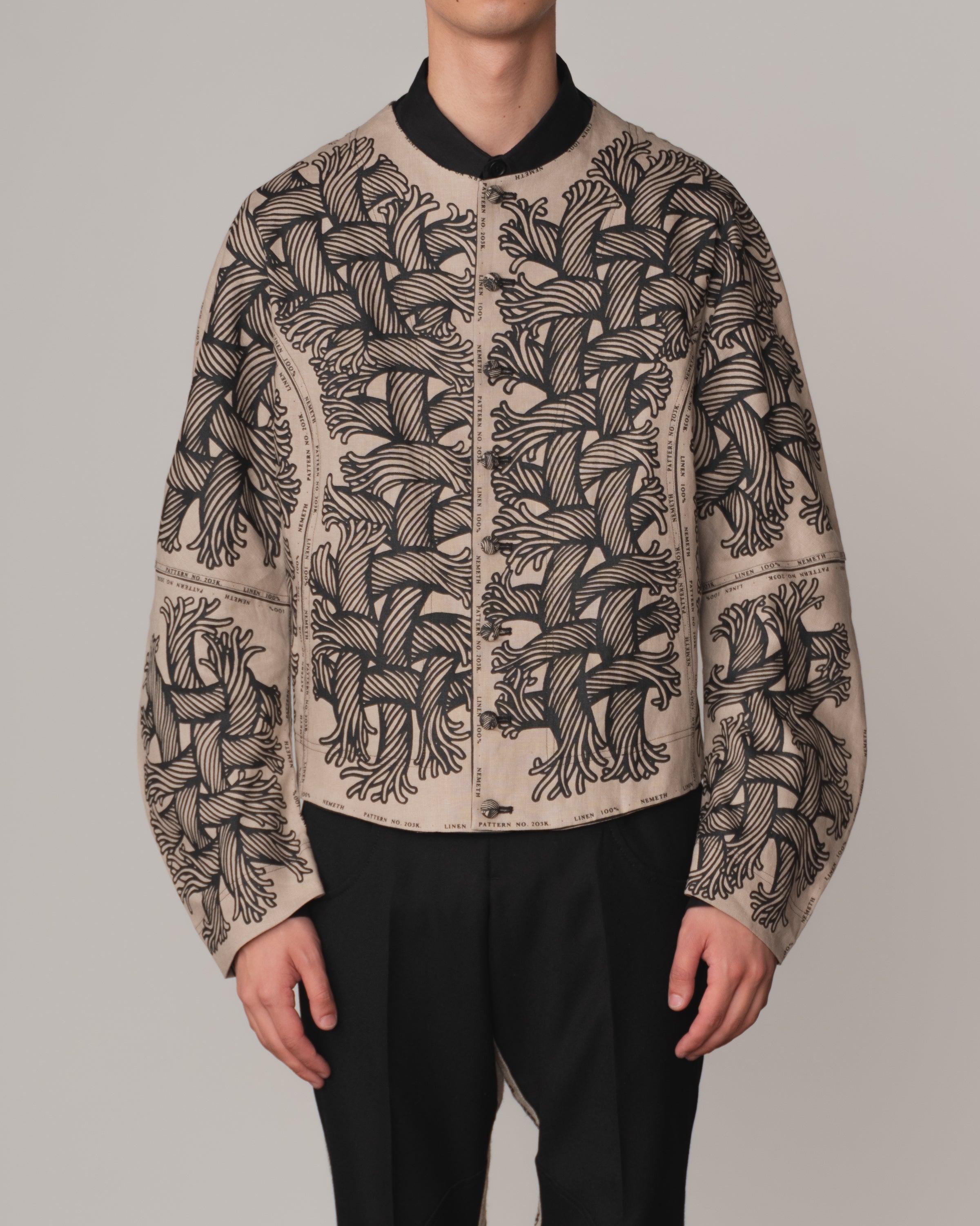 Jacket 203K- Linen100%- 203 Pattern Rope Print- Beige
