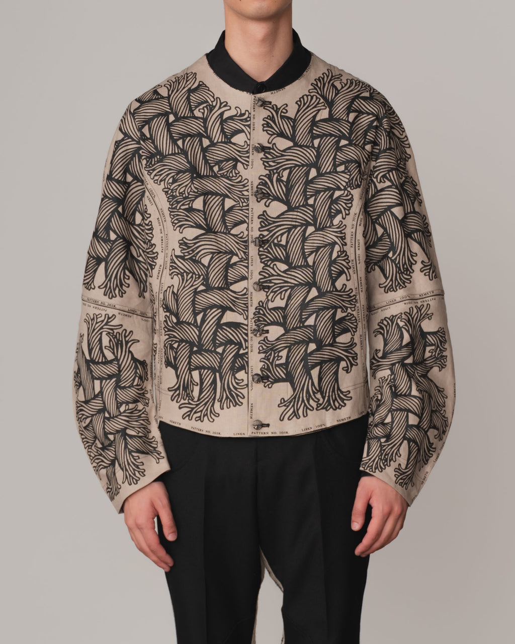 Jacket 203K- Linen100%- 203 Pattern Rope Print- Beige
