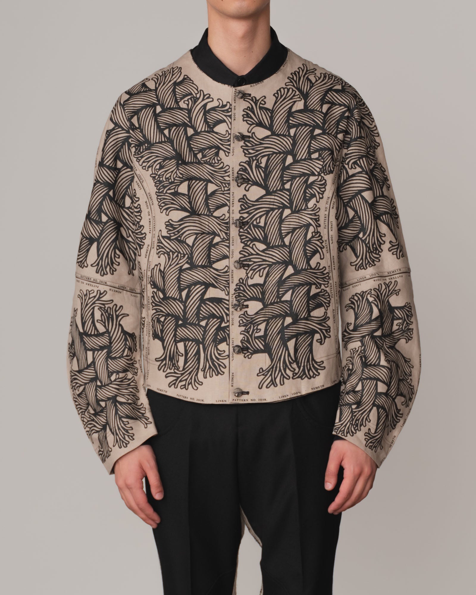 Jacket 203K- Linen100%- 203 Pattern Rope Print- Beige