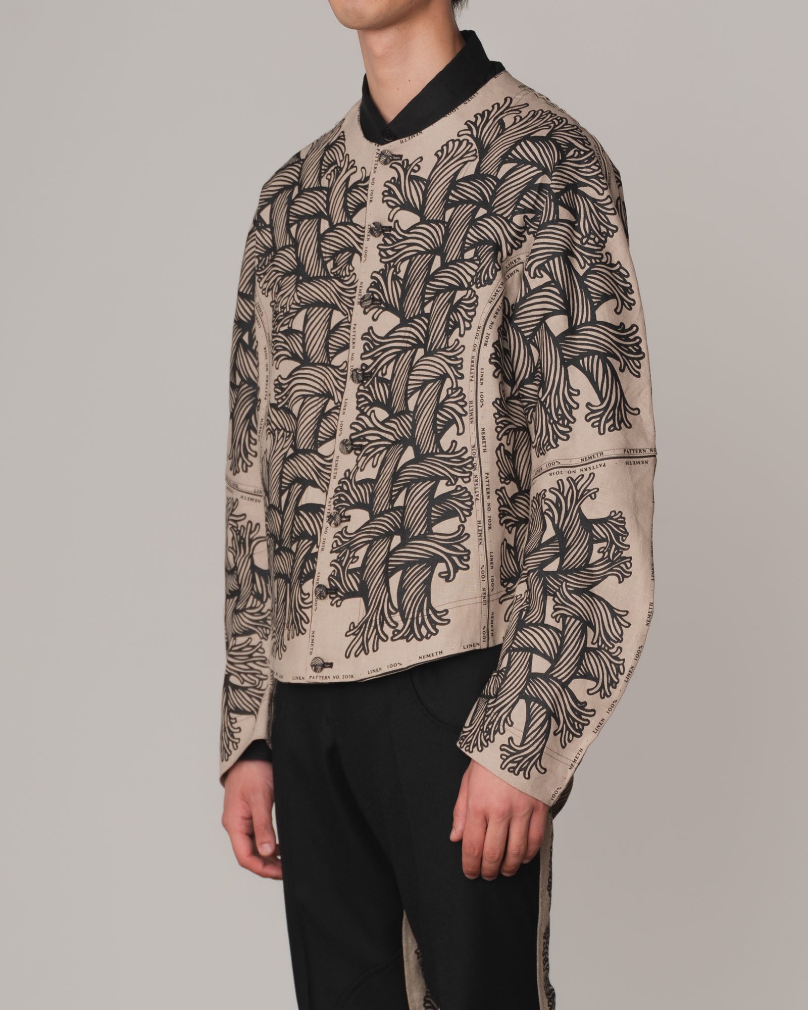 Jacket 203K- Linen100%- 203 Pattern Rope Print- Beige