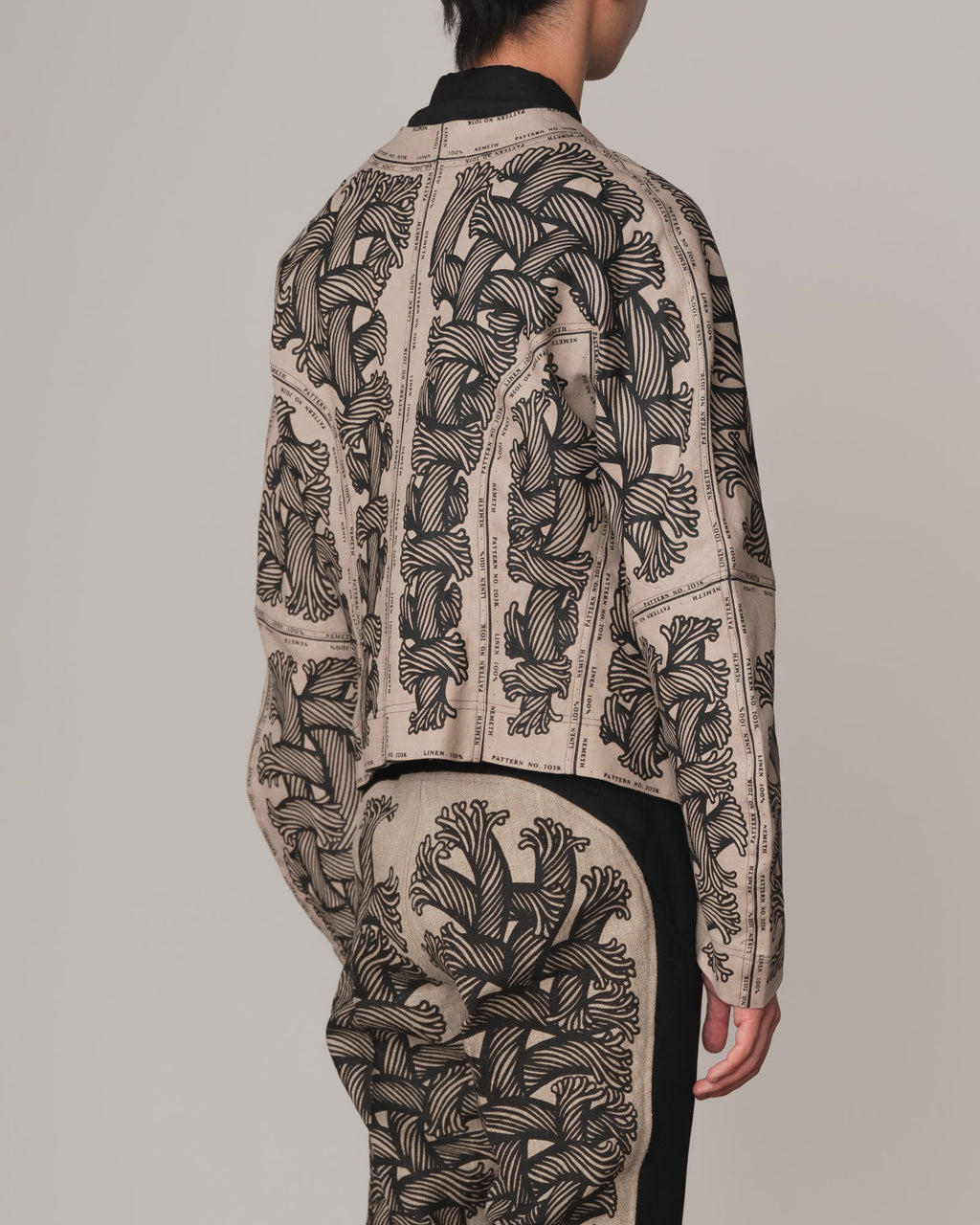 Jacket 203K- Linen100%- 203 Pattern Rope Print- Beige