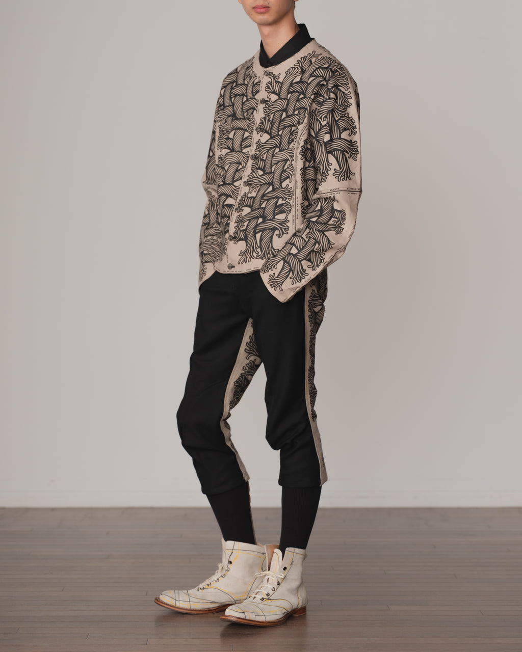 Jacket 203K- Linen100%- 203 Pattern Rope Print- Beige