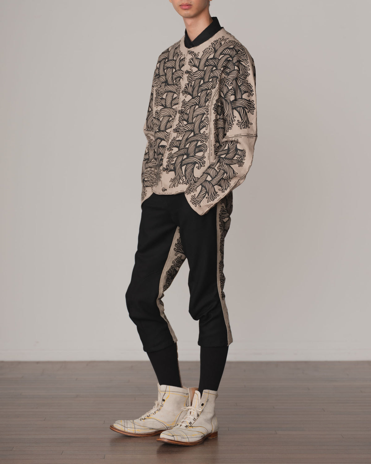Jacket 203K- Linen100%- 203 Pattern Rope Print- Beige