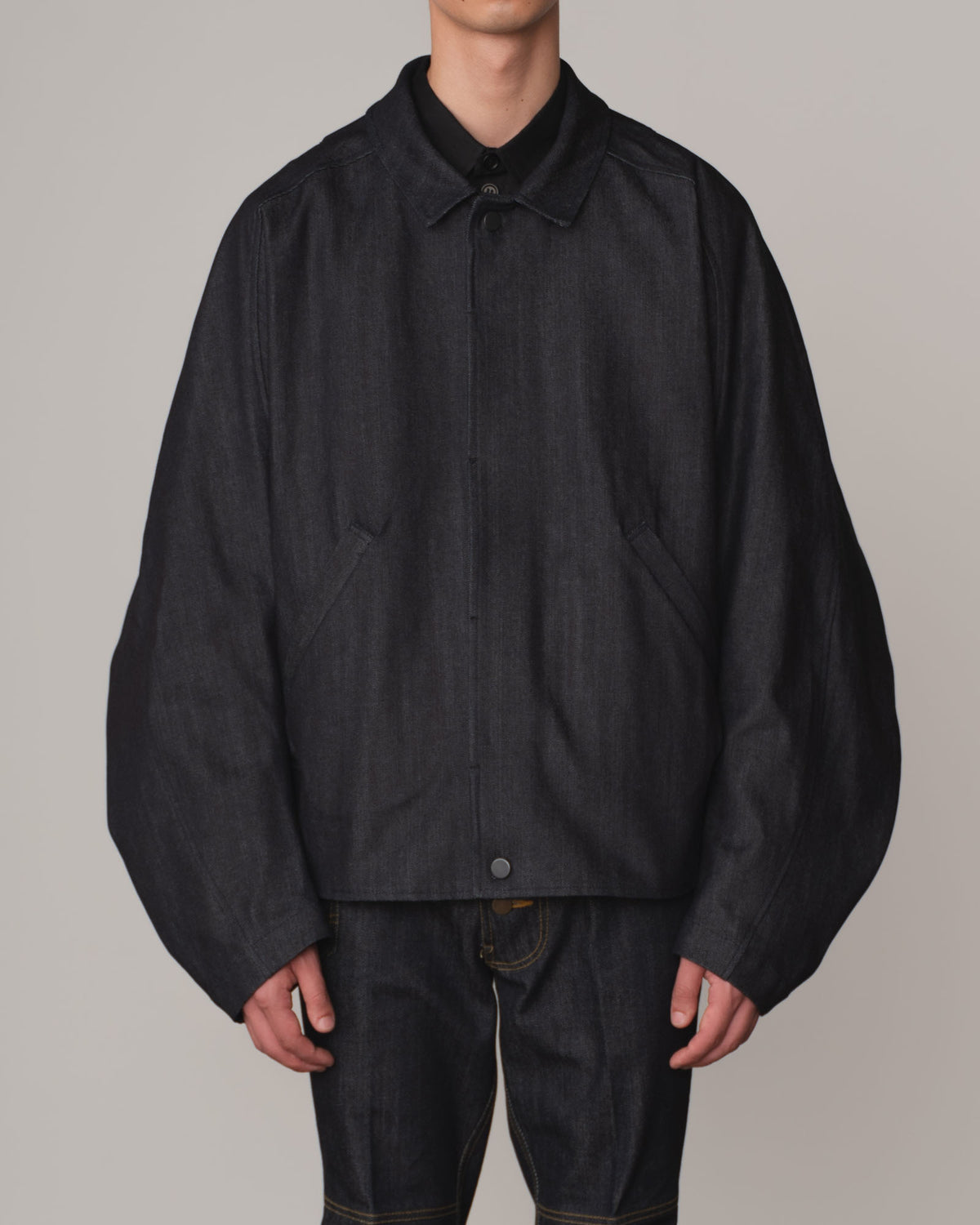 Jacket 191B- Cotton100% Denim- Embroidery Rope Print- Indigo