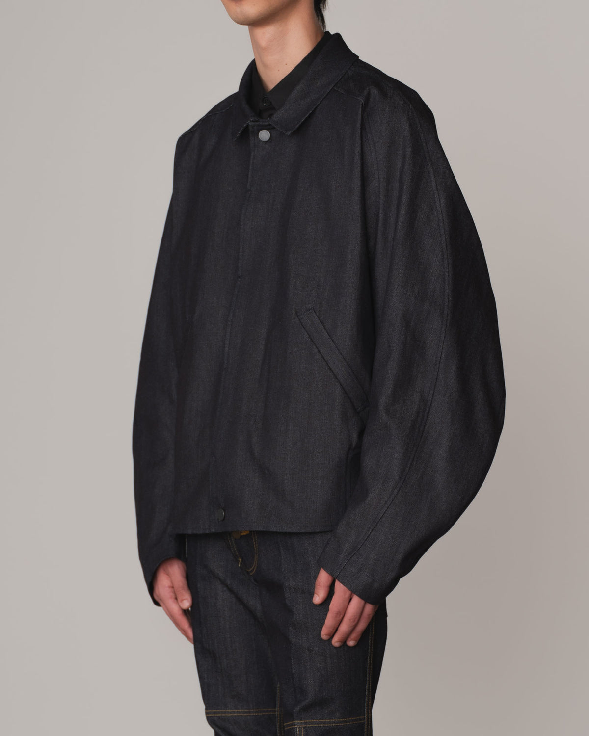 Jacket 191B- Cotton100% Denim- Embroidery Rope Print- Indigo