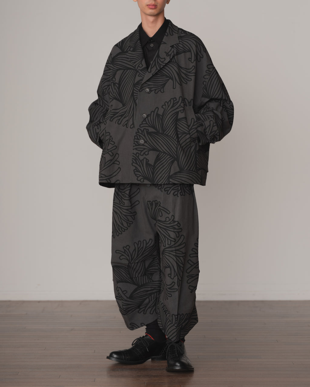 Jacket 19B- Cotton100% Oxford Print- Bubble Rope- Grey