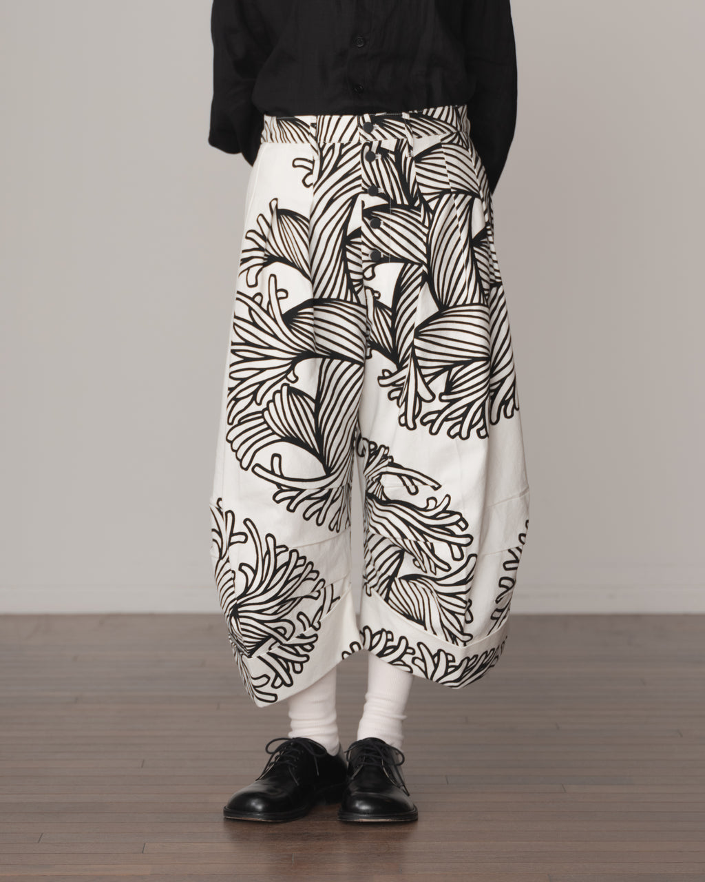 Trousers 21B- Cotton100% Oxford Print- Bubble Rope- Off White