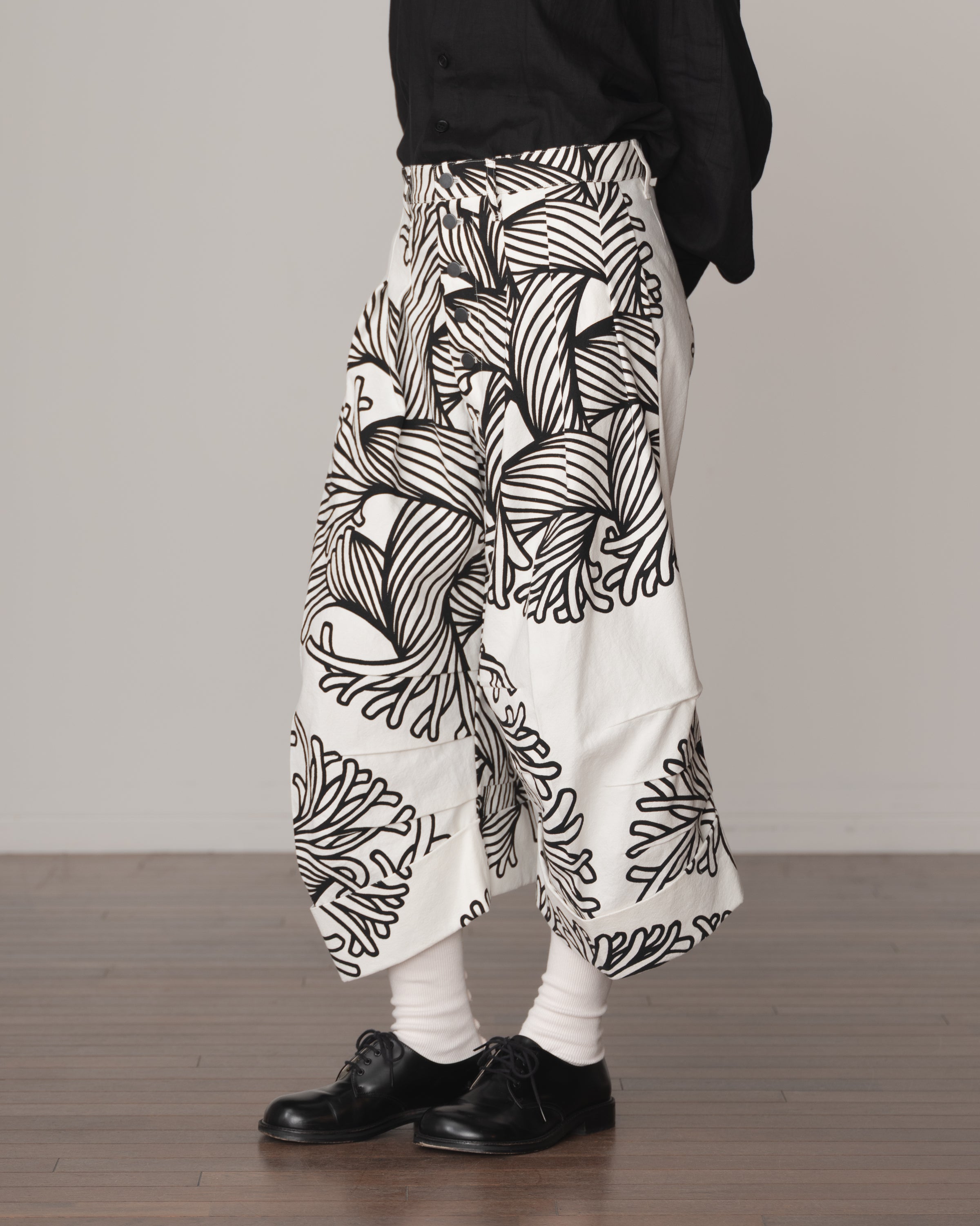 Trousers 21B- Cotton100% Oxford Print- Bubble Rope- Off White