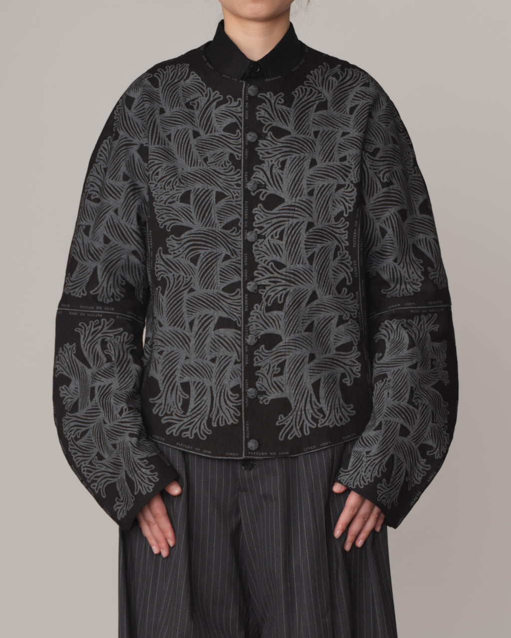 Jacket 203K- Linen100%- 203 Pattern Rope Print- Black