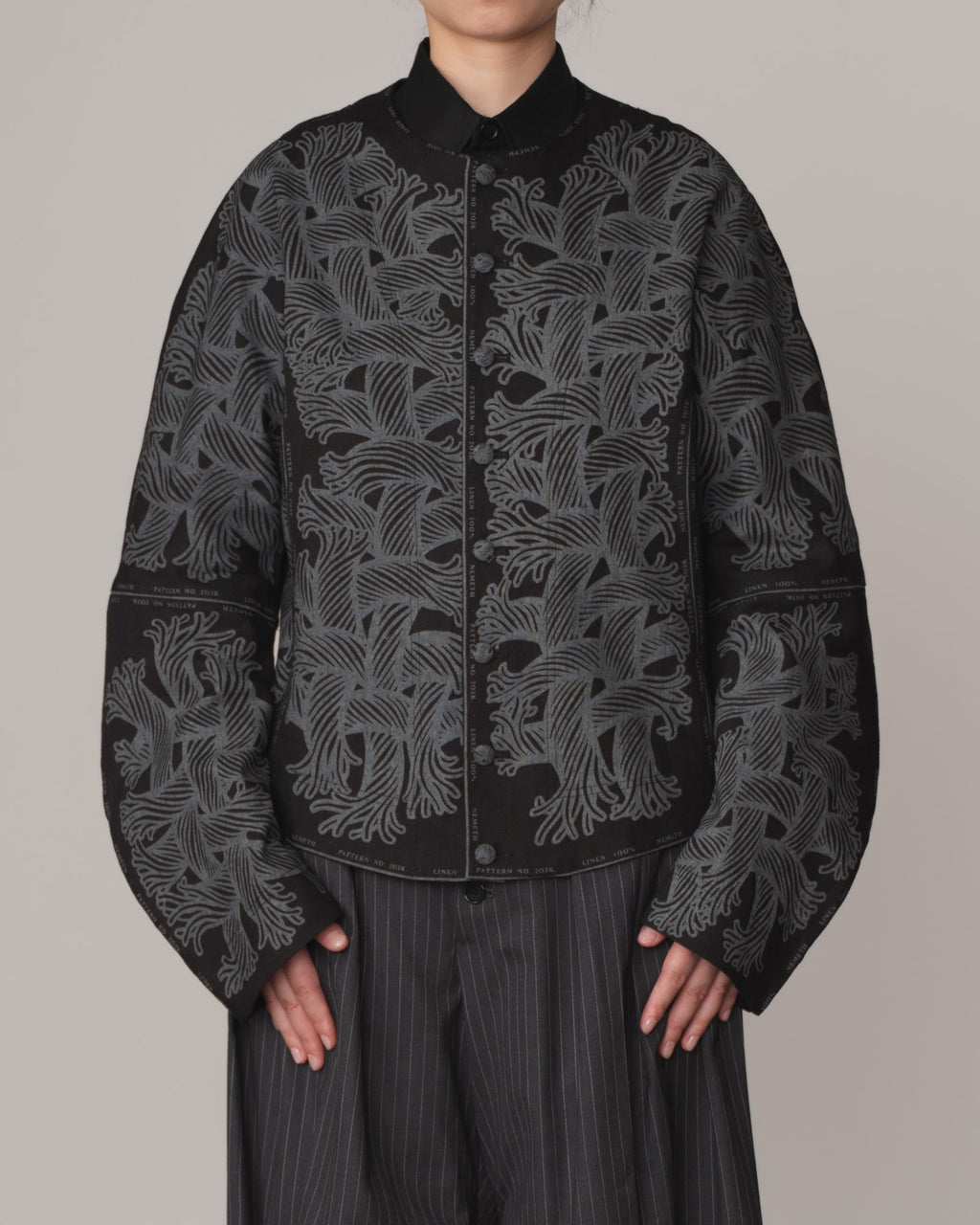 Jacket 203K- Linen100%- 203 Pattern Rope Print- Black