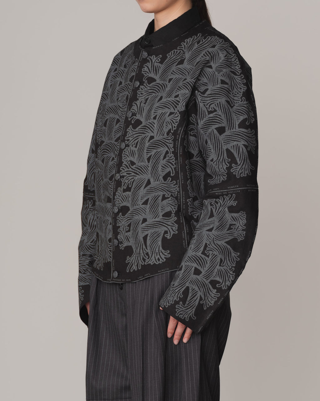 Jacket 203K- Linen100%- 203 Pattern Rope Print- Black