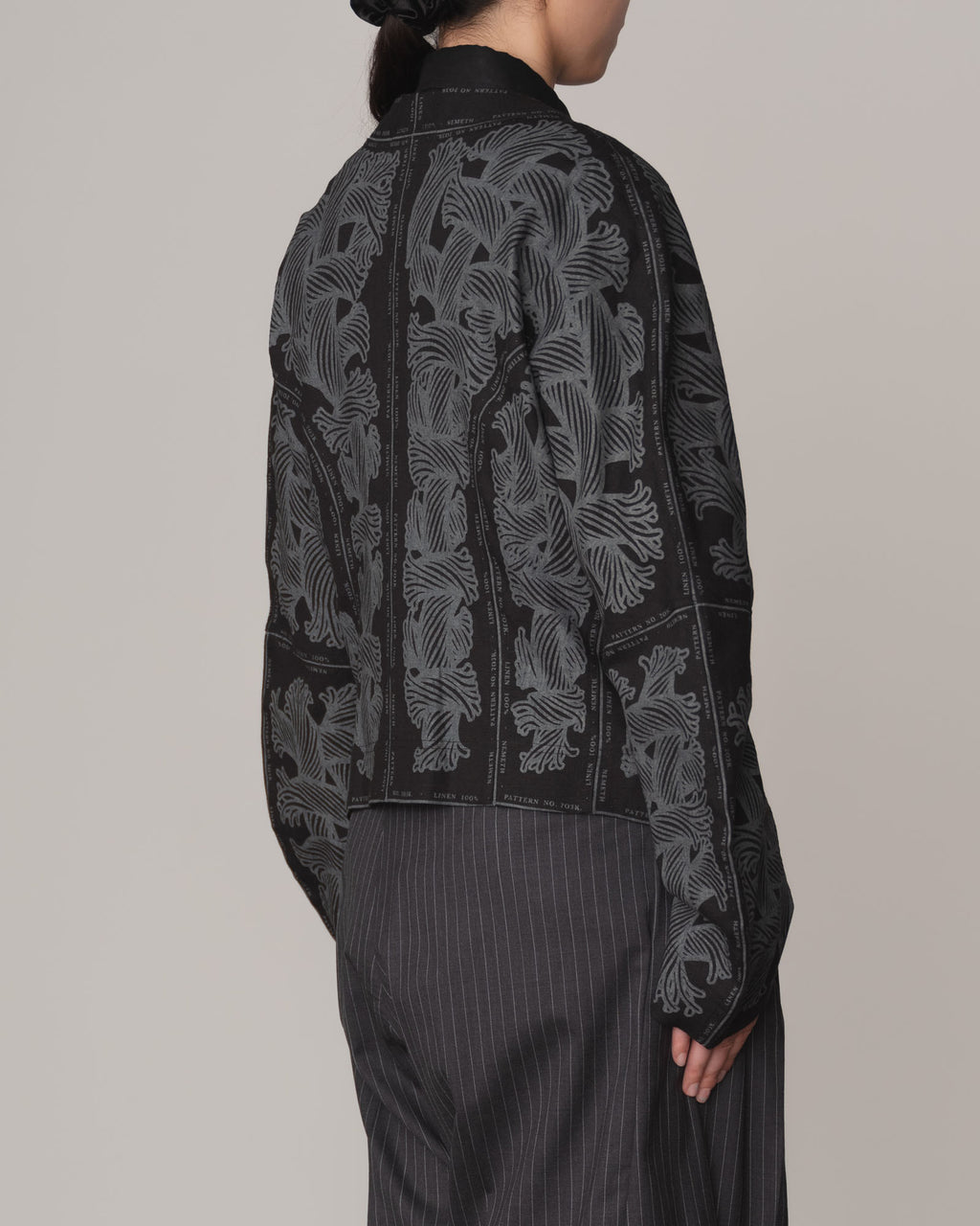 Jacket 203K- Linen100%- 203 Pattern Rope Print- Black