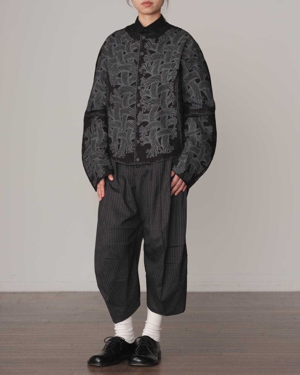 Jacket 203K- Linen100%- 203 Pattern Rope Print- Black