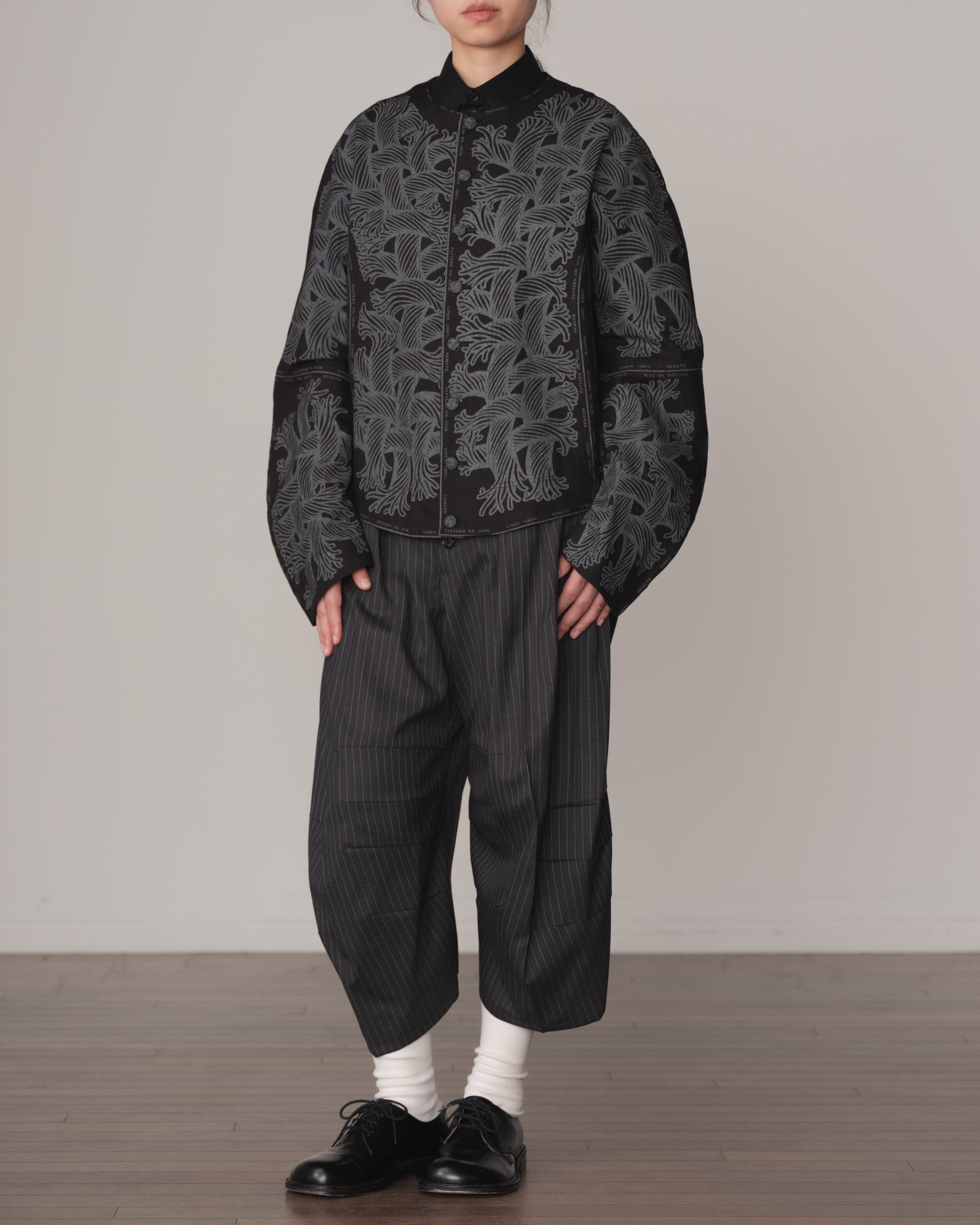 Jacket 203K- Linen100%- 203 Pattern Rope Print- Black