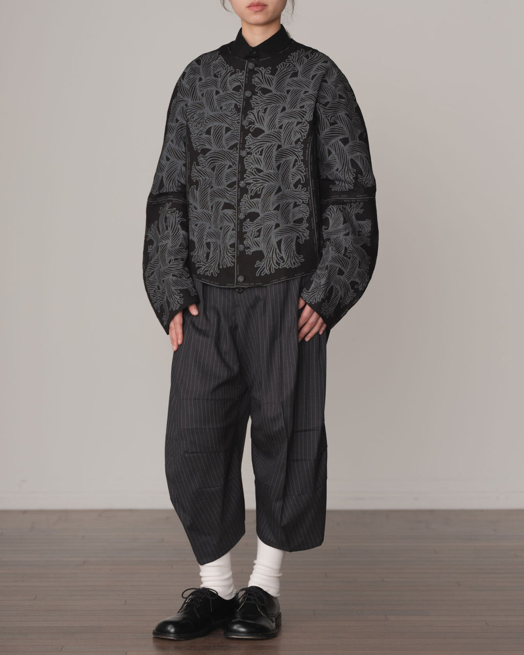 Jacket 203K- Linen100%- 203 Pattern Rope Print- Black