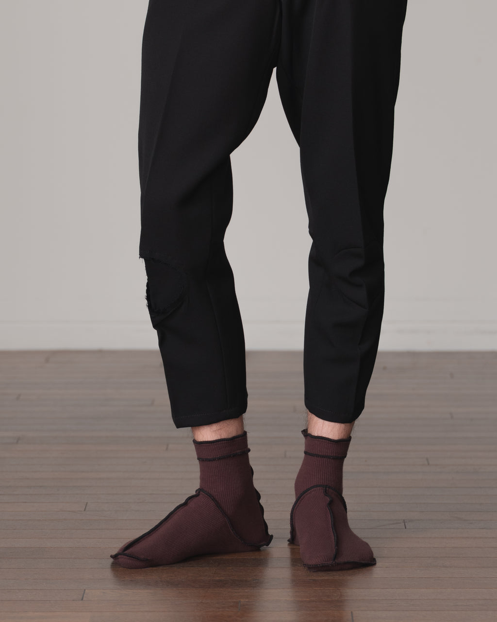 Socks Short- Cotton95% Rib- Black <402> Stitch- Brown <15> Body