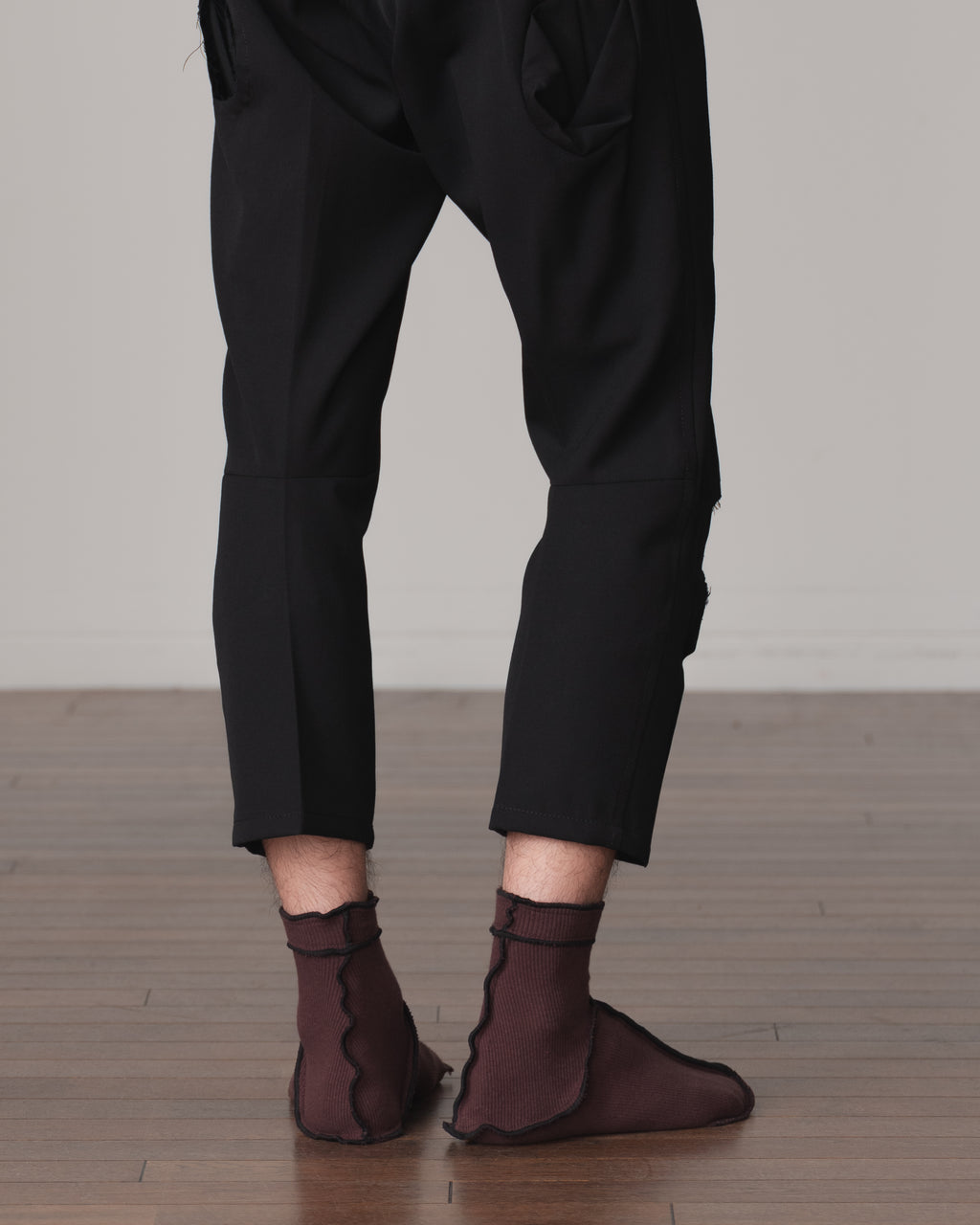 Socks Short- Cotton95% Rib- Black <402> Stitch- Brown <15> Body