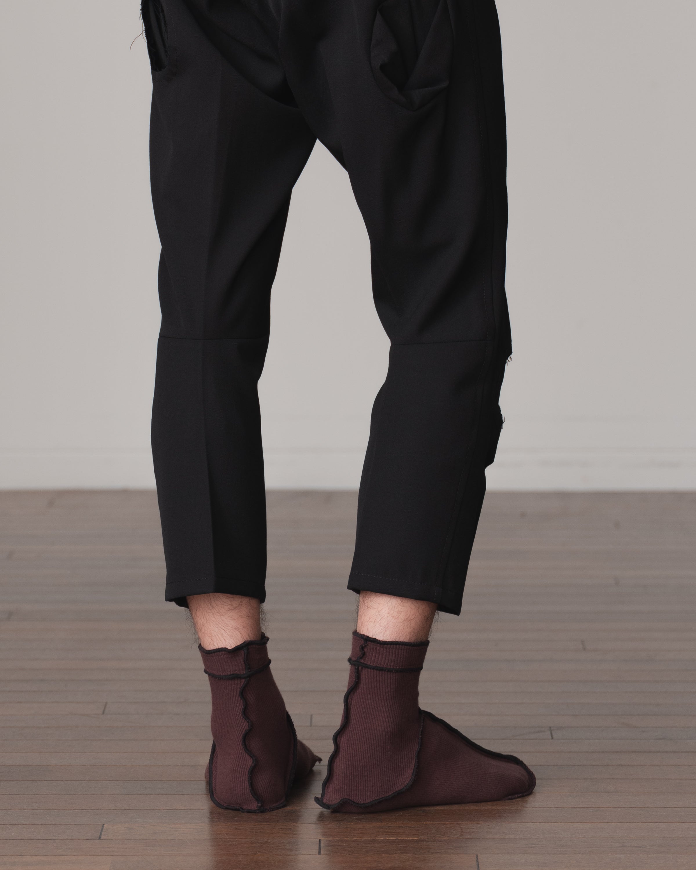 Socks Short- Cotton95% Rib- Black <402> Stitch- Brown <15> Body