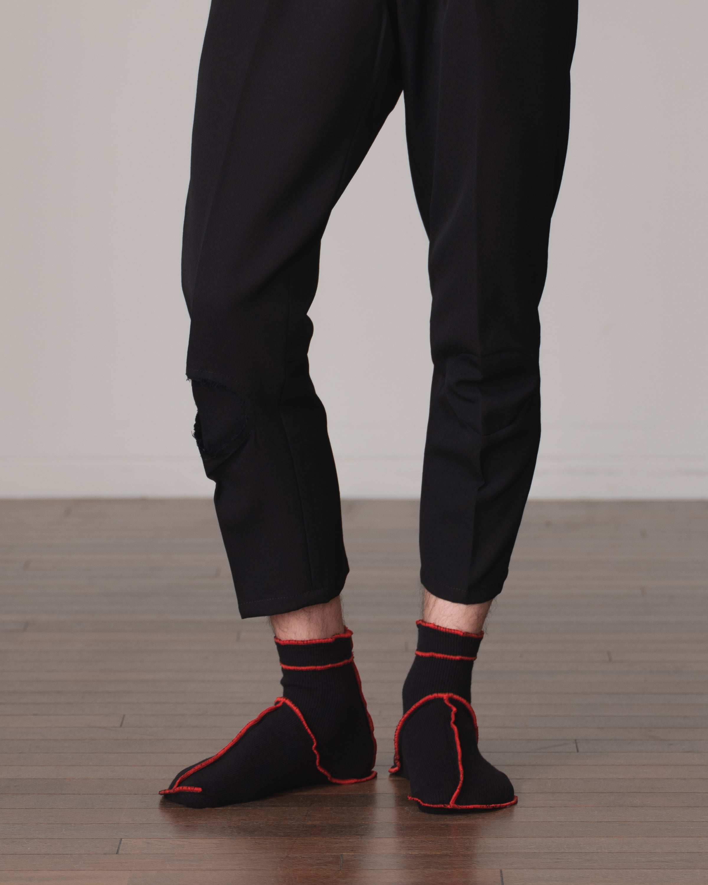 クリストファーネメス ソックス 靴下 ブラウン NEMETH 新品 レア Socks Short- Cotton95% Rib- Red <154> Stitch- Black &lt