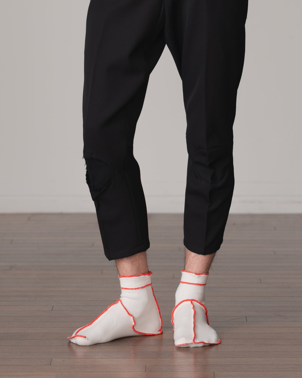 Socks Short- Cotton95% Rib- Red <154> Stitch- Off White <211> Body