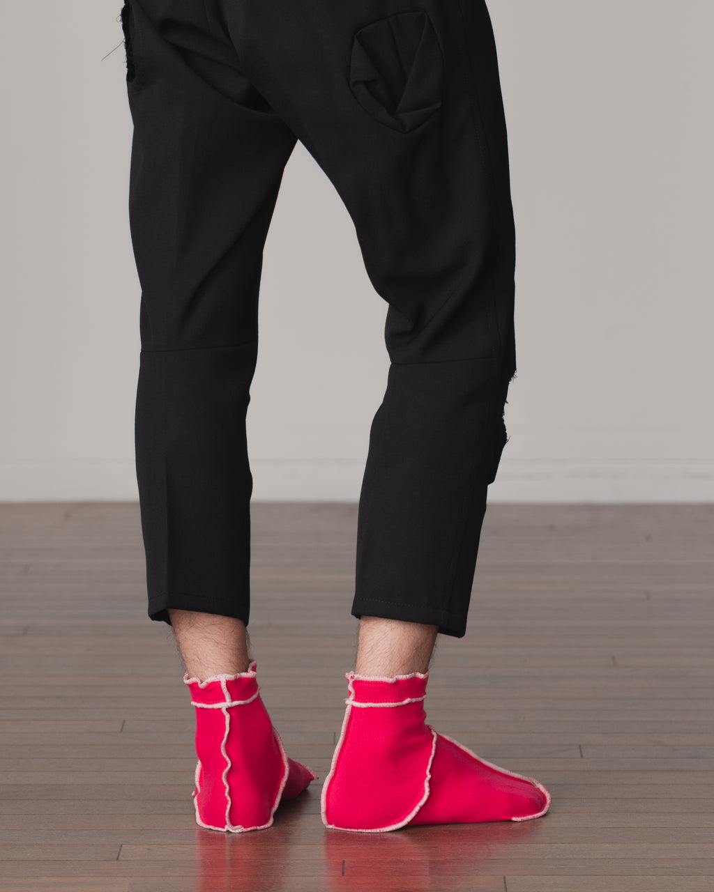 Socks Short- Cotton95% Rib- Ivory <83> Stitch- Pink <302> Body