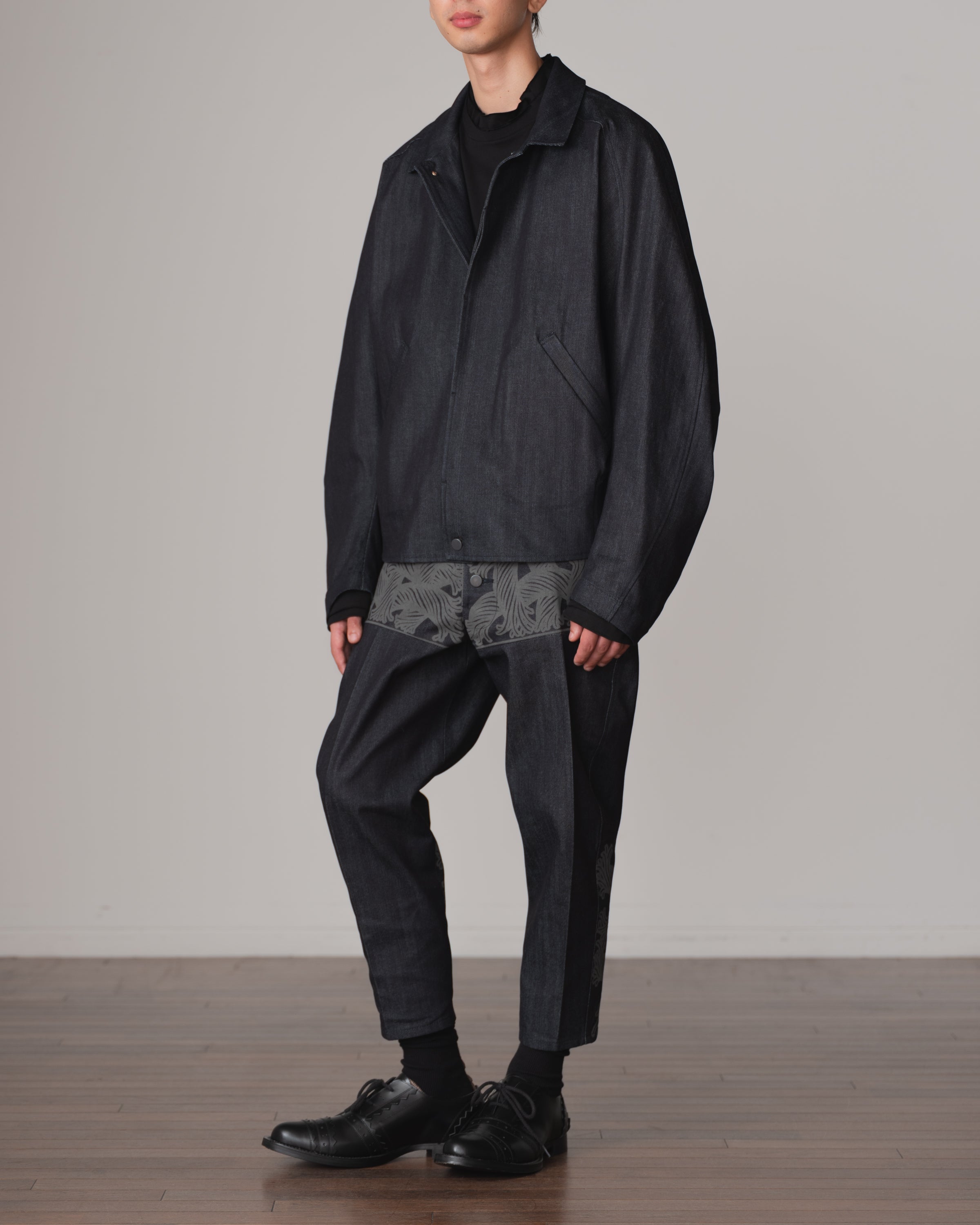 Trousers 42- Cotton100% Denim Mix- 42S Pattern Rope Print- Indigo
