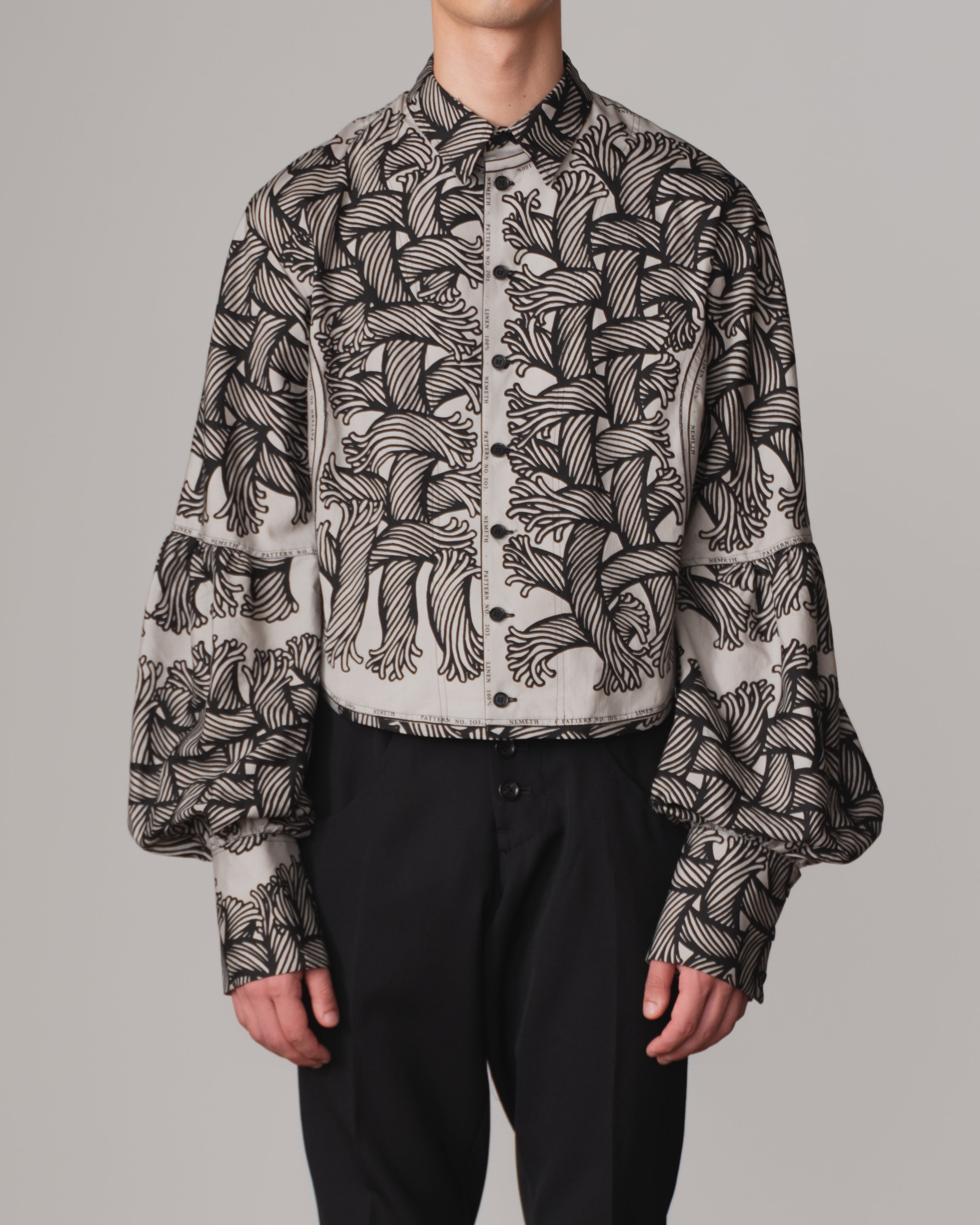 Shirt 203D- Cotton100% Broad Mix- 203 Pattern Rope Isle Rope Print- Light Grey