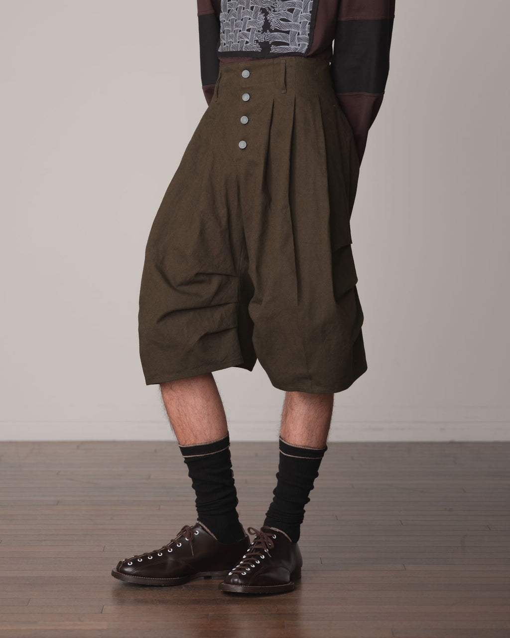 Trousers 64B- Cotton82% Hemp18% Oxford- Khaki