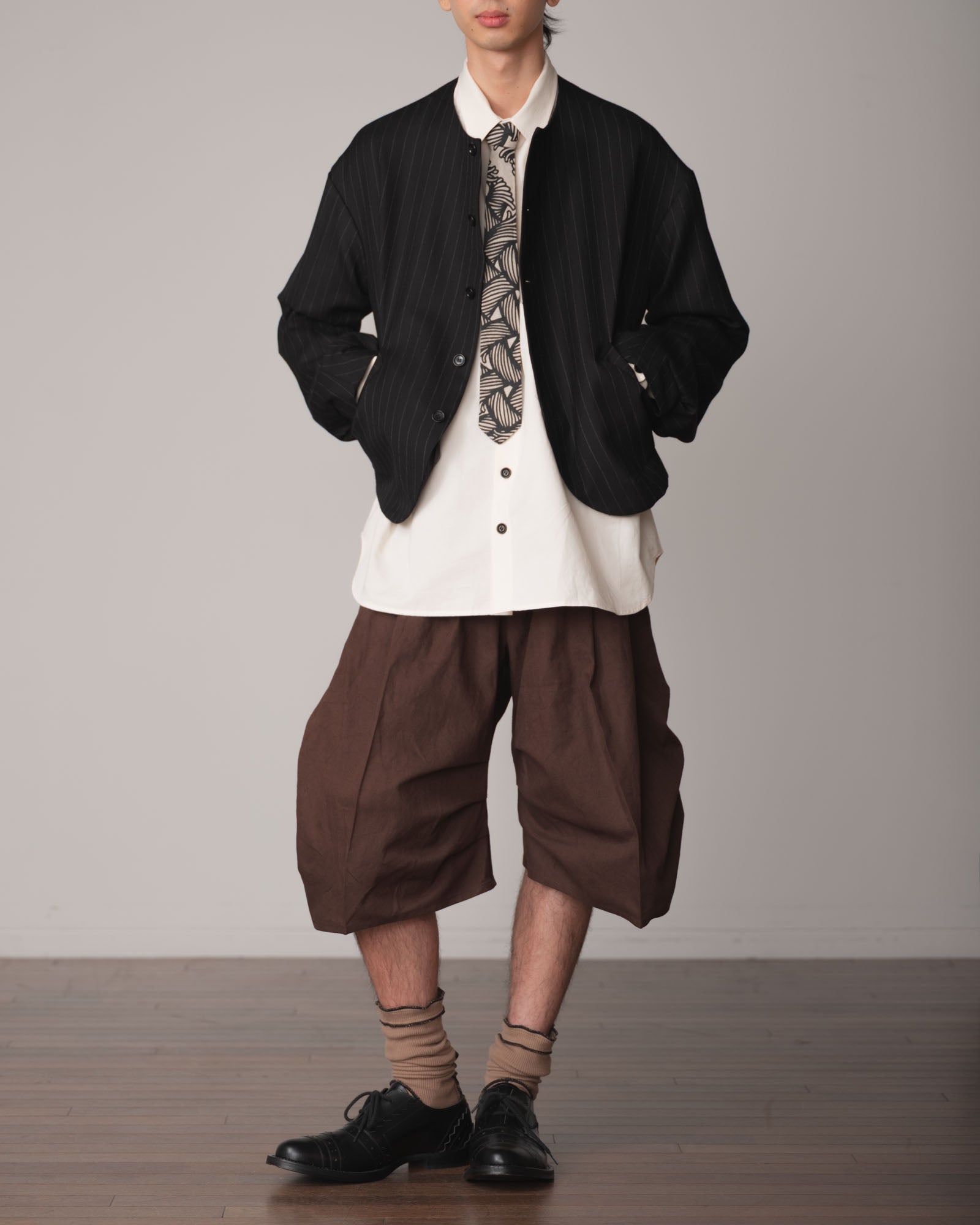 Trousers 64B- Cotton82% Hemp18% Oxford- Brown
