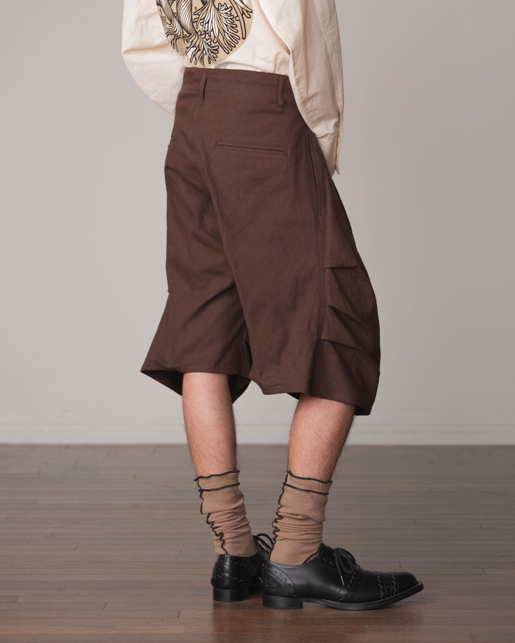 Trousers 64B- Cotton82% Hemp18% Oxford- Brown