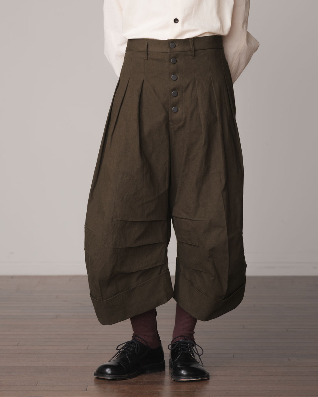 Trousers 21B- Cotton82% Hemp18% Oxford- Khaki