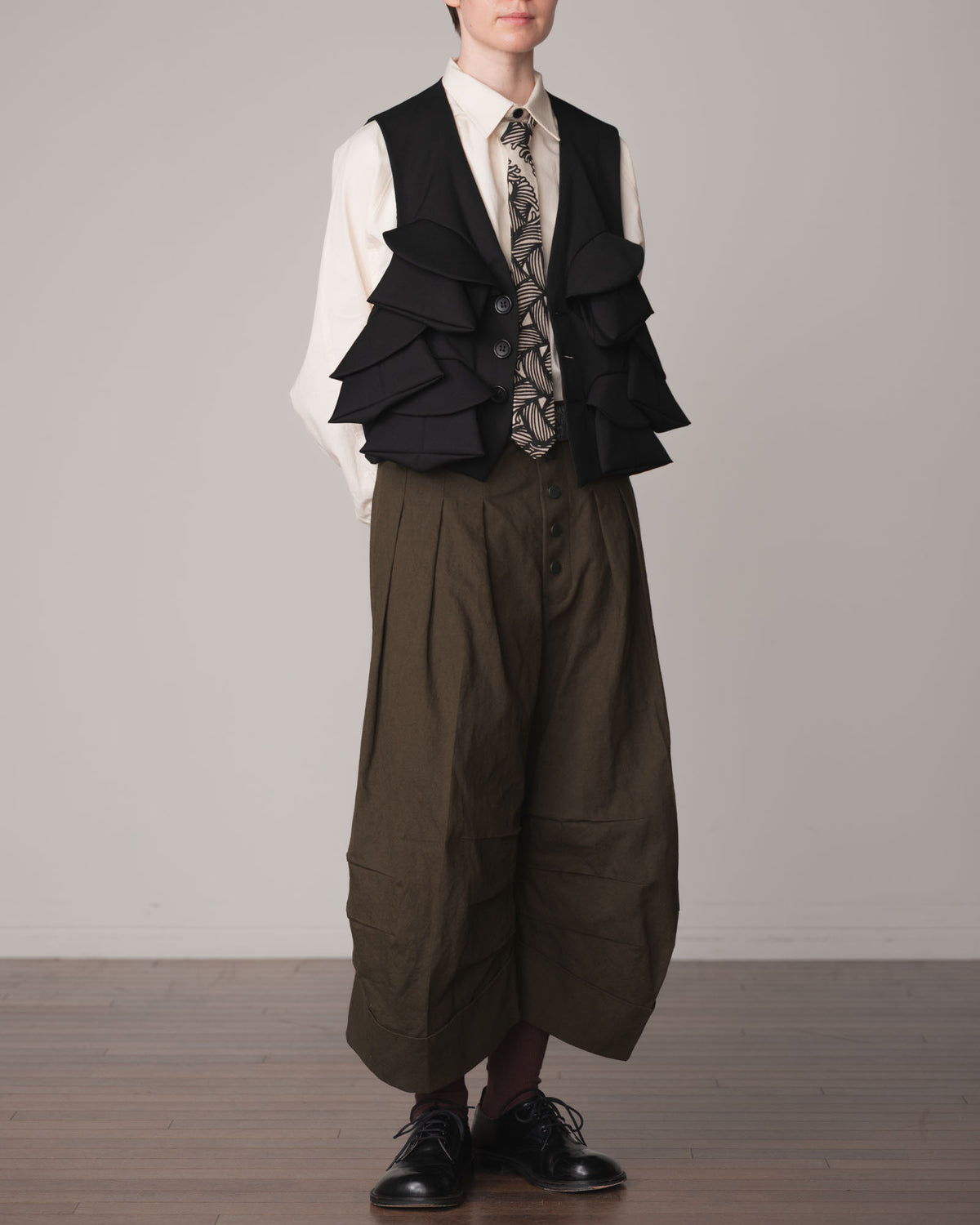 Trousers 21B- Cotton82% Hemp18% Oxford- Khaki