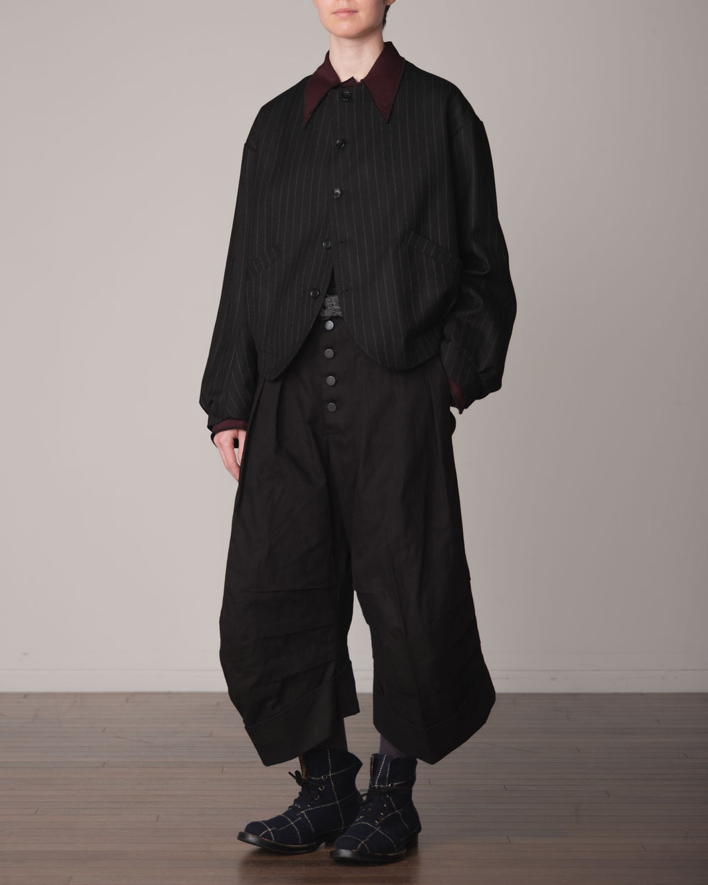 Trousers 21B- Cotton82% Hemp18% Oxford- Black