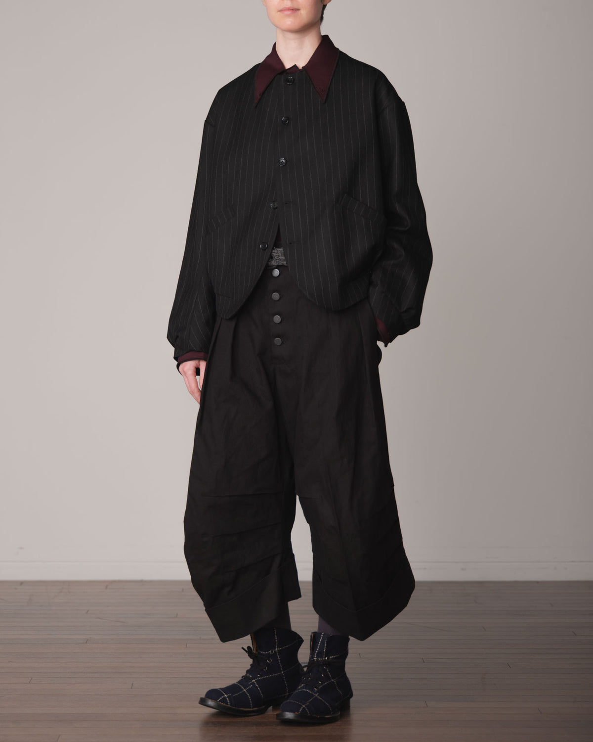 Trousers 21B- Cotton82% Hemp18% Oxford- Black