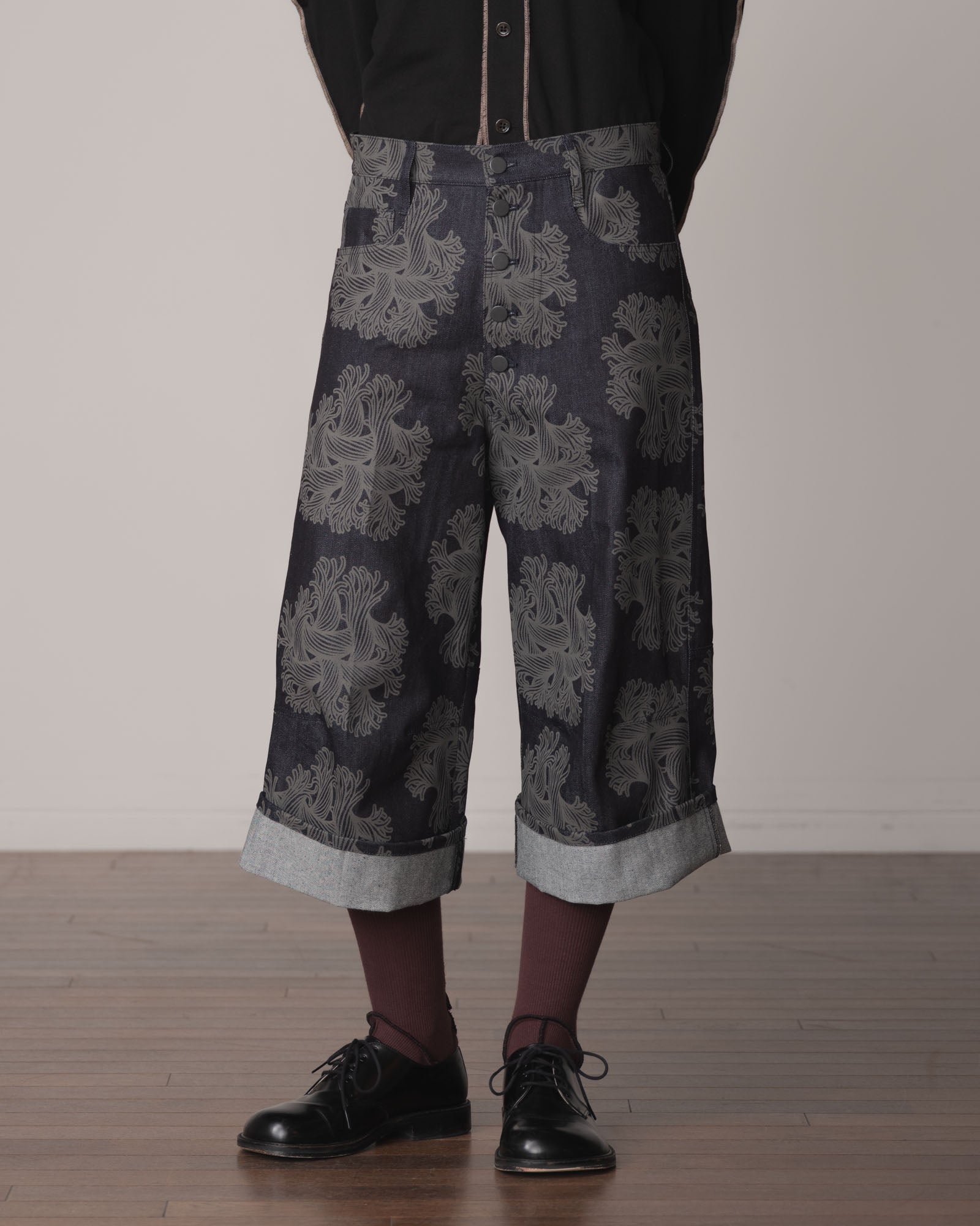 Trousers 215- Cotton100% Denim Print- Emb Rope- Indigo
