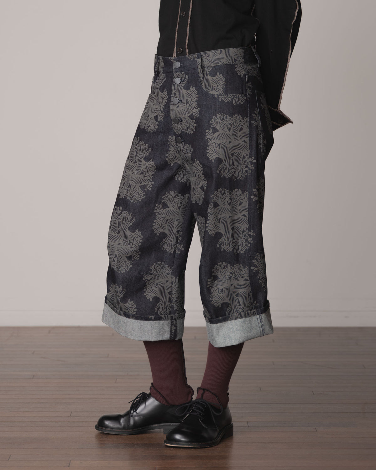 Trousers 215- Cotton100% Denim Print- Emb Rope- Indigo