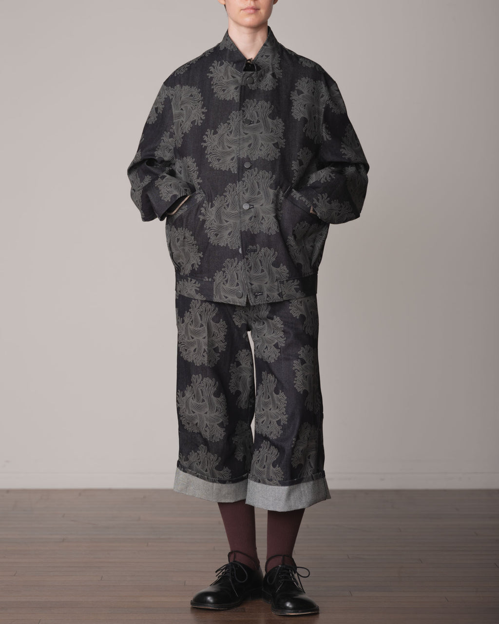 Trousers 215- Cotton100% Denim Print- Emb Rope- Indigo