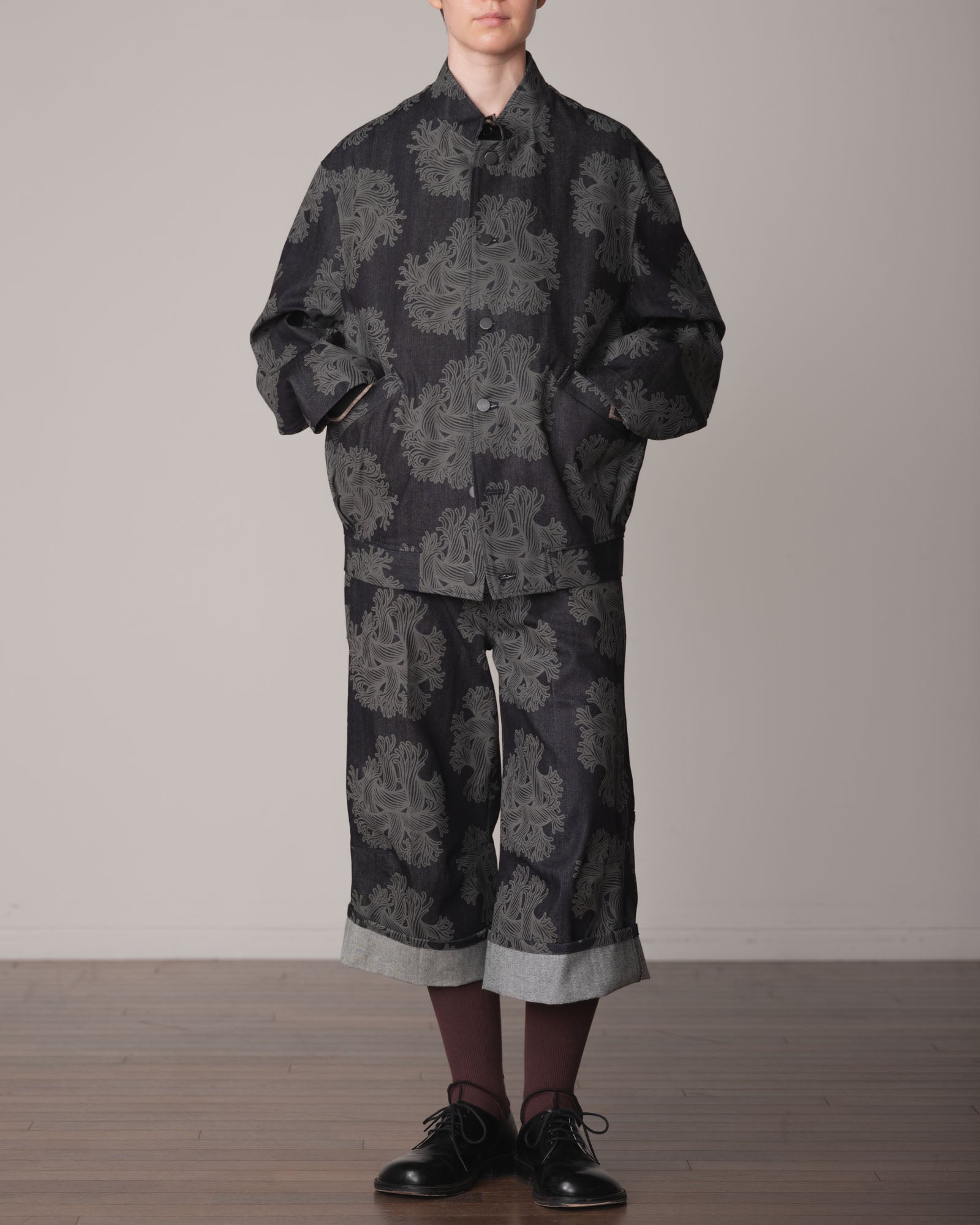 Trousers 215- Cotton100% Denim Print- Emb Rope- Indigo