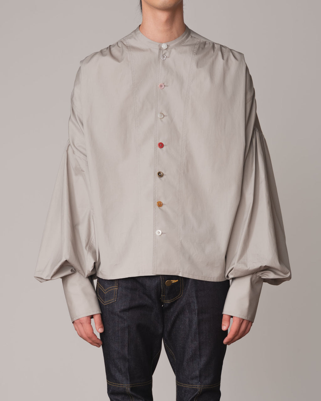 Shirt 87A- Cotton100% Broad- Mixed Buttons- Light Grey