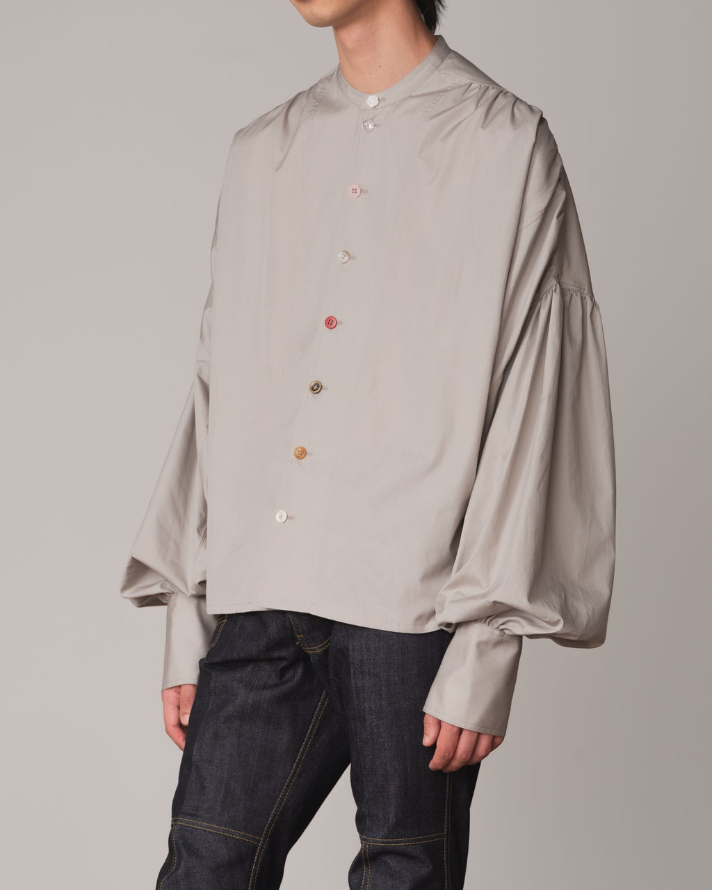 Shirt 87A- Cotton100% Broad- Mixed Buttons- Light Grey