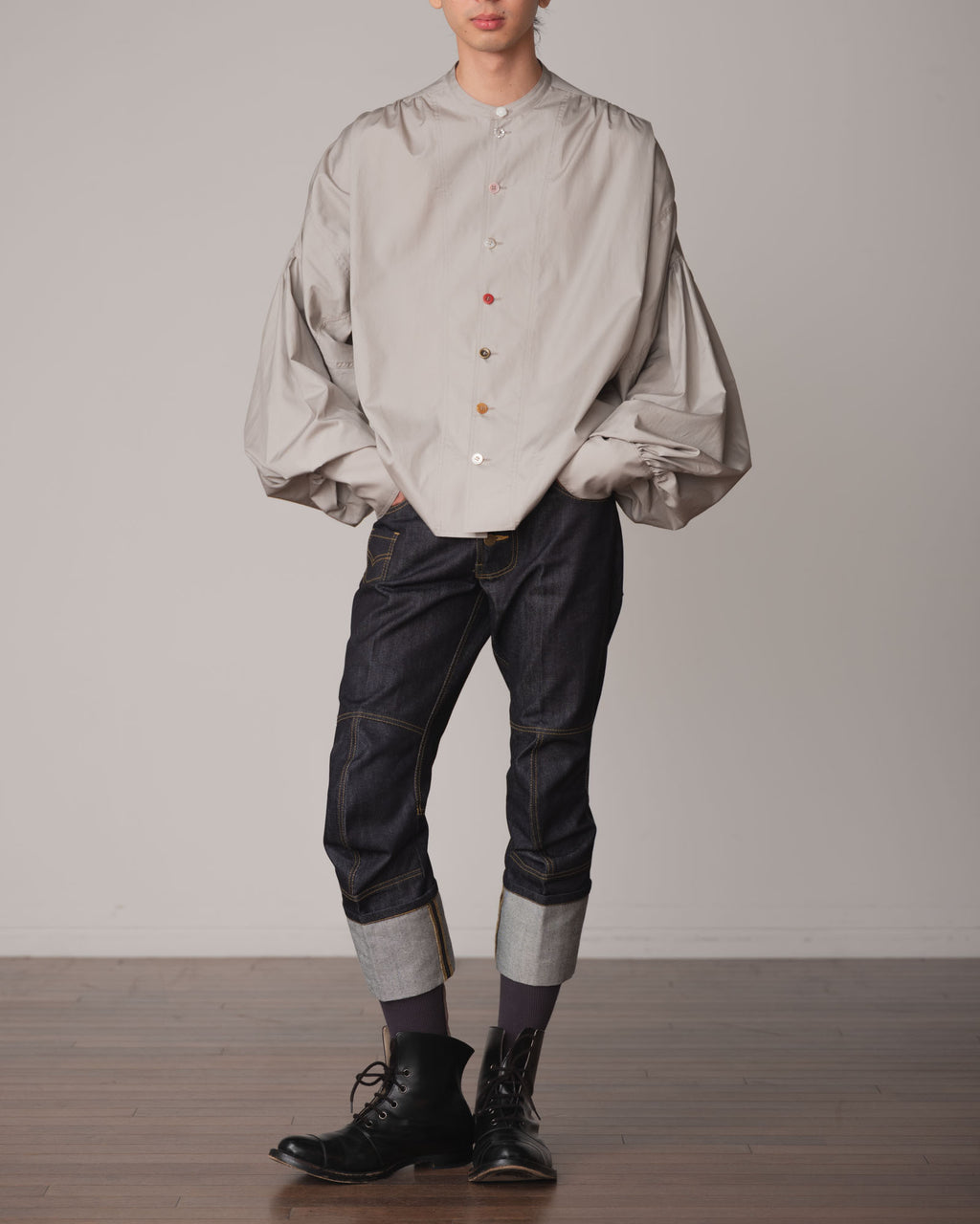 Shirt 87A- Cotton100% Broad- Mixed Buttons- Light Grey