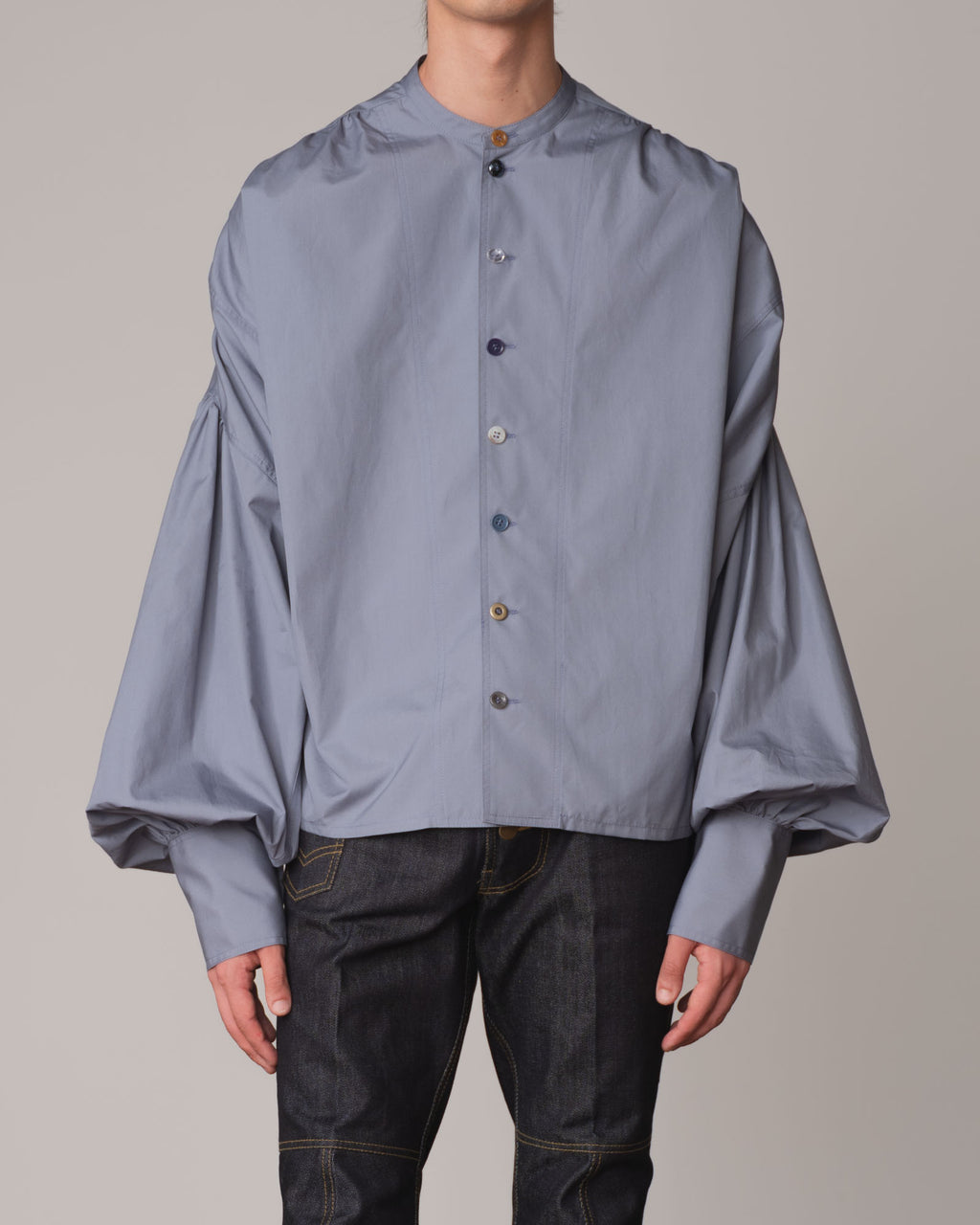 Shirt 87A- Cotton100% Broad- Mixed Buttons- Blue Grey